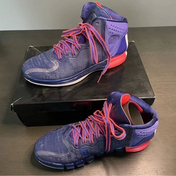 Adidas Rose 4 Night Blue White-Blast Purple Men's Size 12 Basketball Shoe - Picture 2 of 10